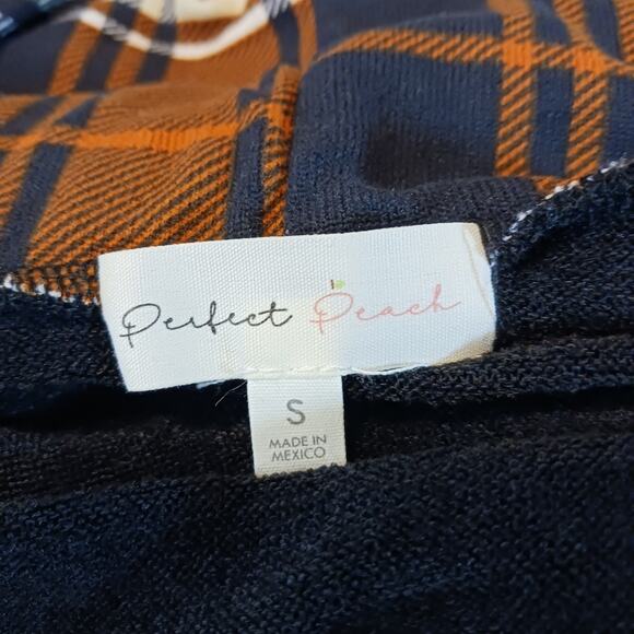 Perfect Peach 90s Grunge Style Hoodie w/ Flannel Peplum- NWOT - Picture 9 of 10